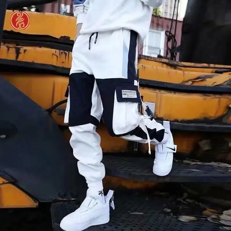 shop and buy White Hybrid Techwear Cargo Joggers