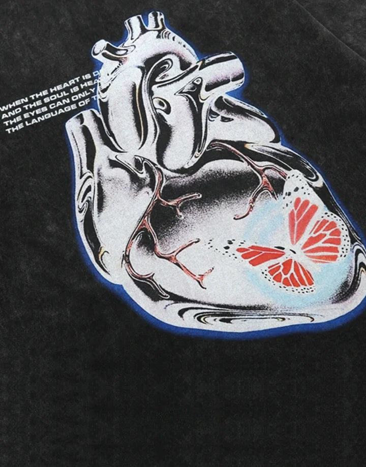 shop and buy Grey Chrome Heart t-shirt