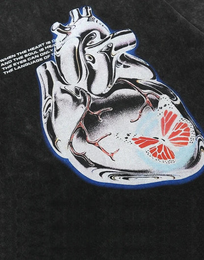 shop and buy Grey Chrome Heart t-shirt