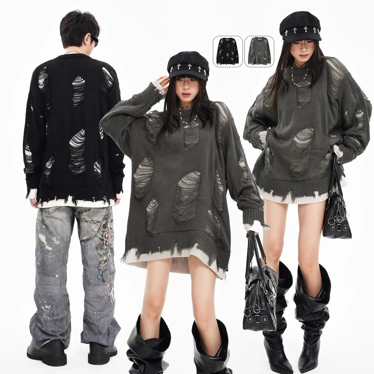 shop and buy Torn Realm Ripped Sweater 
