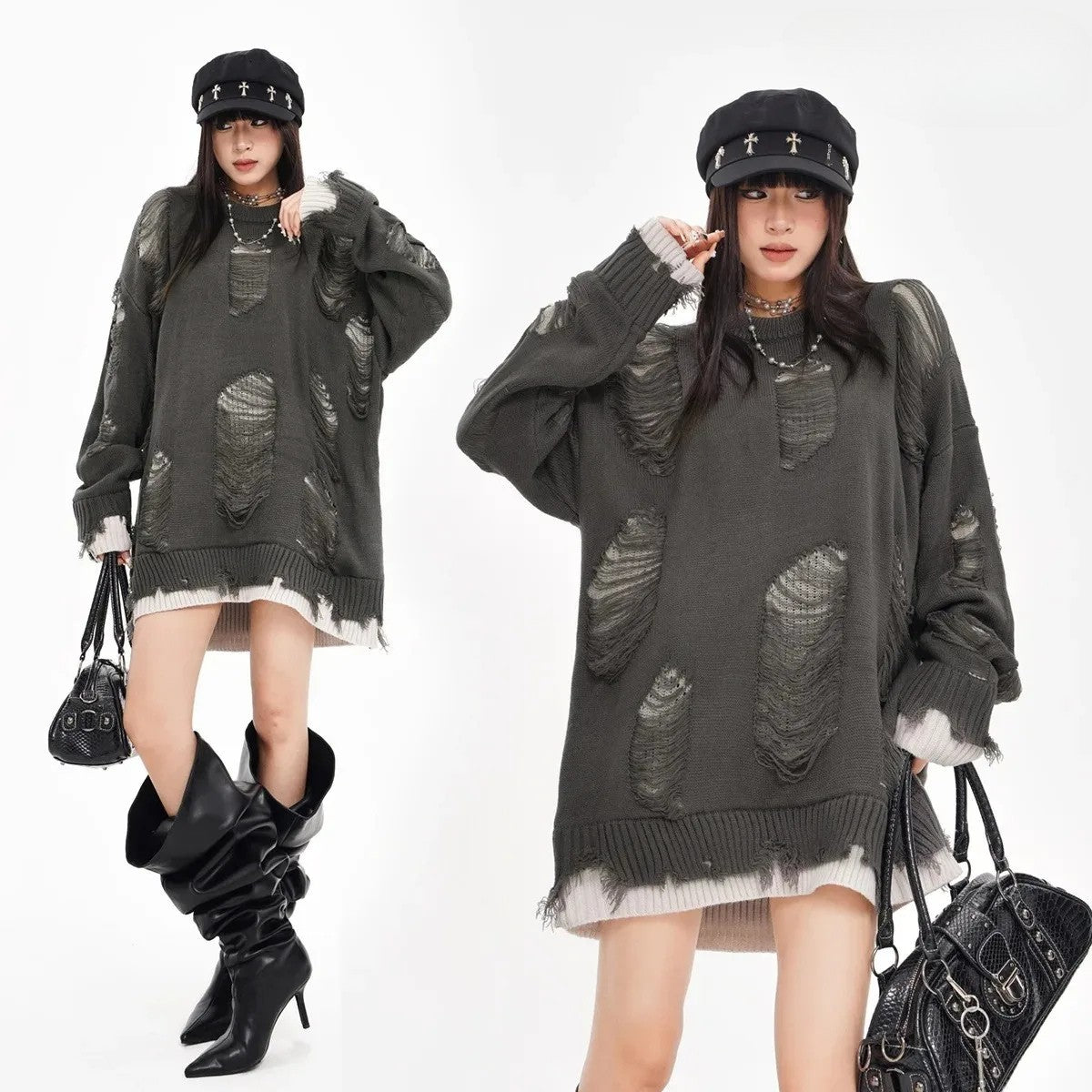 shop and buy Torn Realm Ripped Sweater 