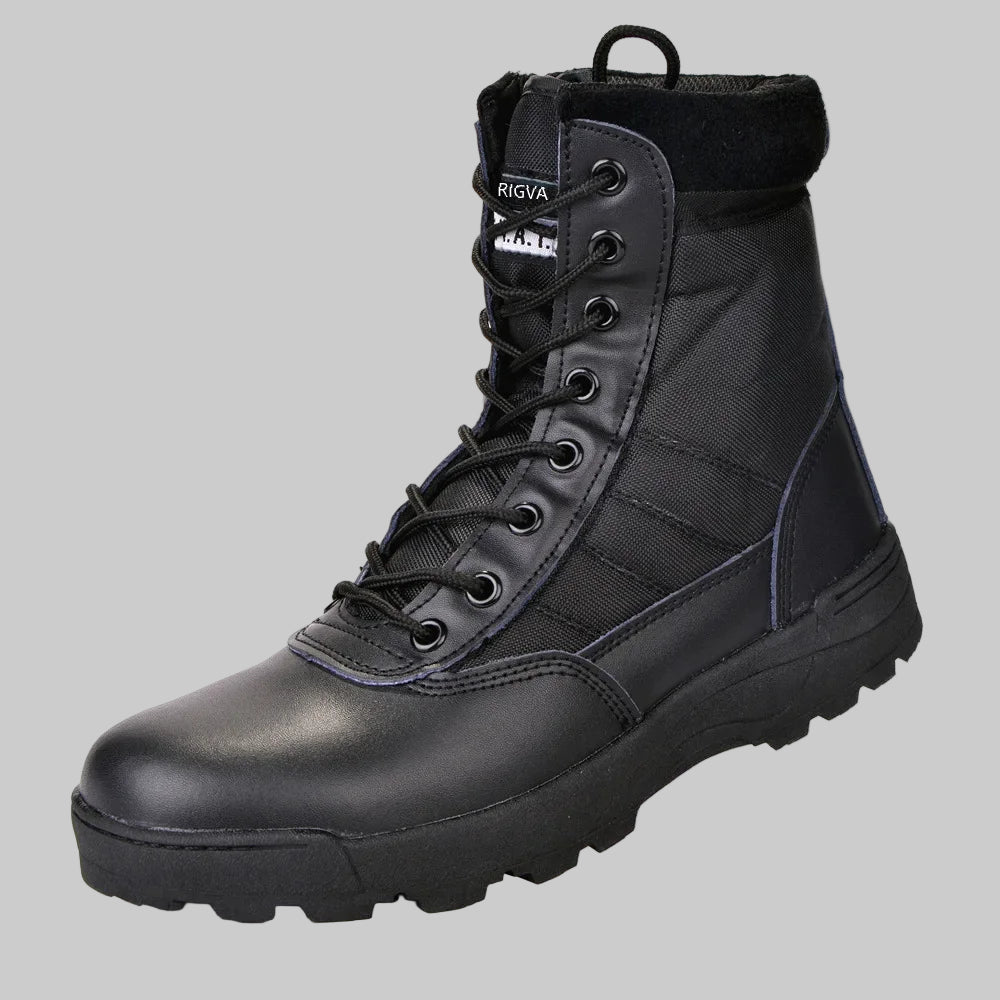 shop and buy Black Tactical Side Zip Boots