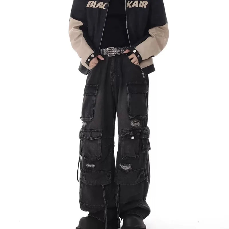 shop and buy Wide Leg Black Darkwear Denim Jeans