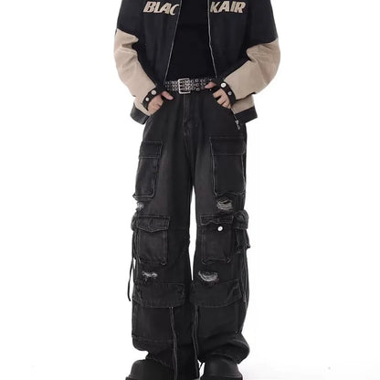 shop and buy Wide Leg Black Darkwear Denim Jeans