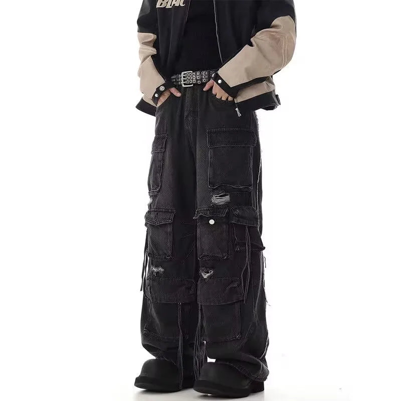 shop and buy Wide Leg Black Darkwear Denim Jeans