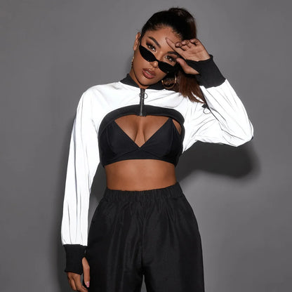 shop and buy Reflective Crop Top Jacket for women