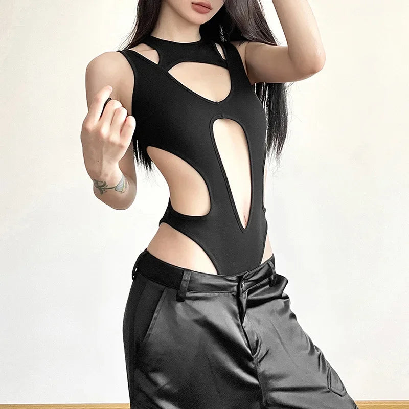 shop and buy Black Cut Out Bodysuit