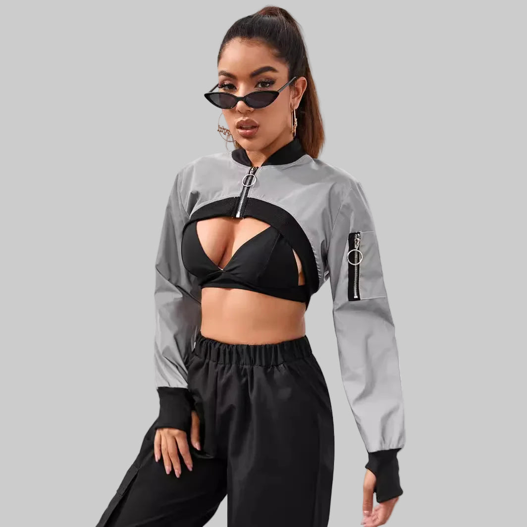 shop and buy Reflective Crop Top Jacket for women