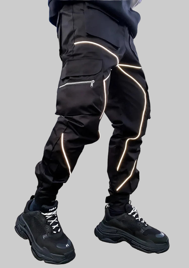 shop and buy Men's Reflective Striped Cargo Joggers