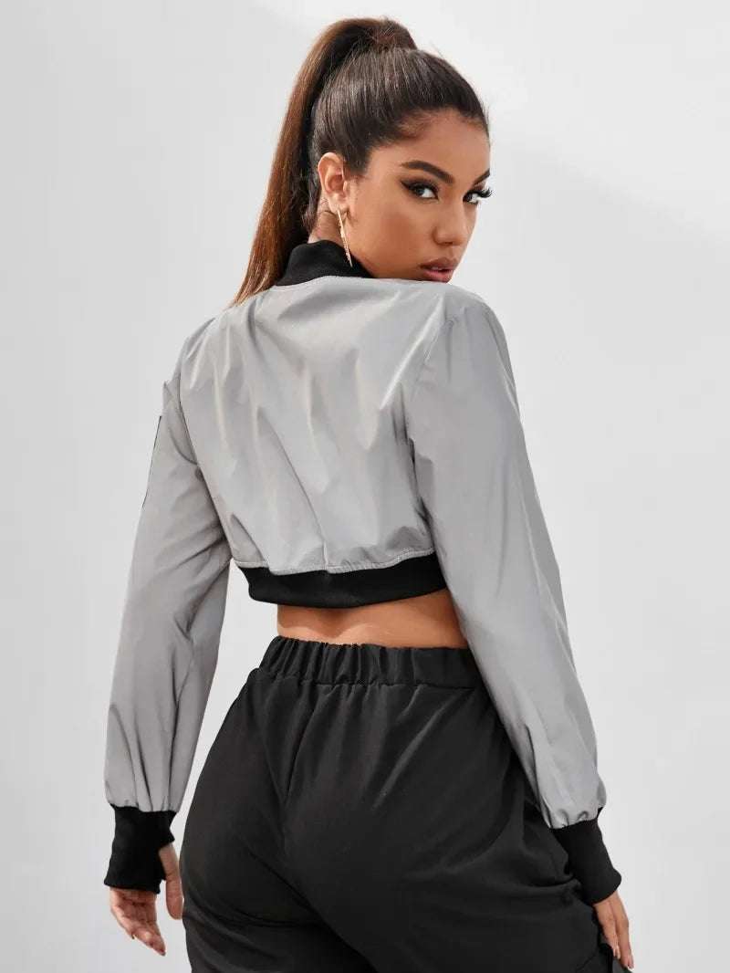shop and buy Reflective Crop Top Jacket for women