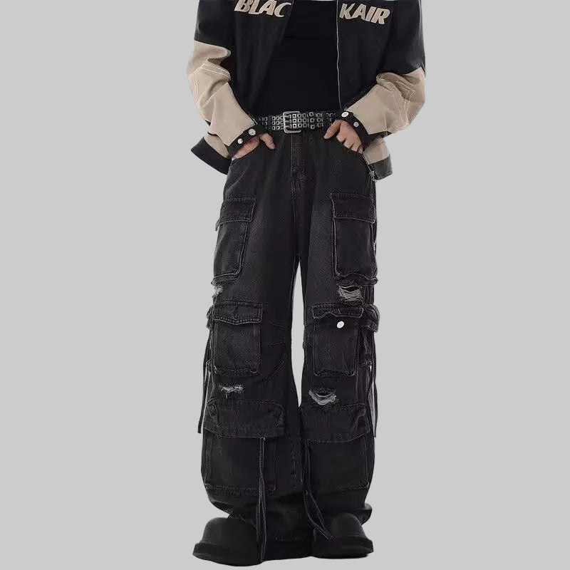 shop and buy Wide Leg Black Darkwear Denim Jeans