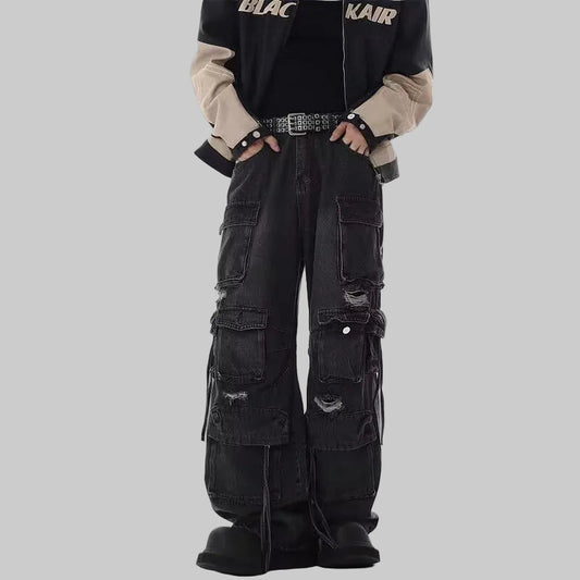 shop and buy Wide Leg Black Darkwear Denim Jeans
