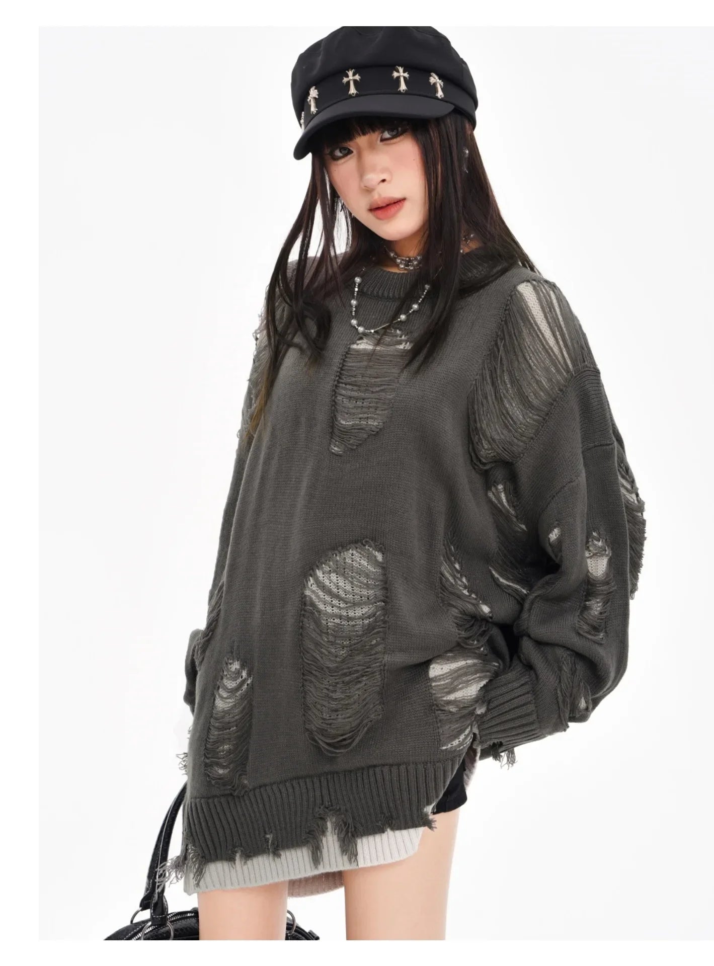 shop and buy Torn Realm Ripped Sweater 