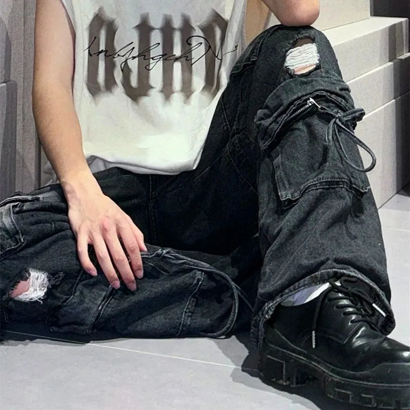 shop and buy Wide Leg Black Darkwear Denim Jeans