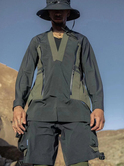 shop and buy Functional Techwear Kimono Jacket with Weather-Resistant Pockets