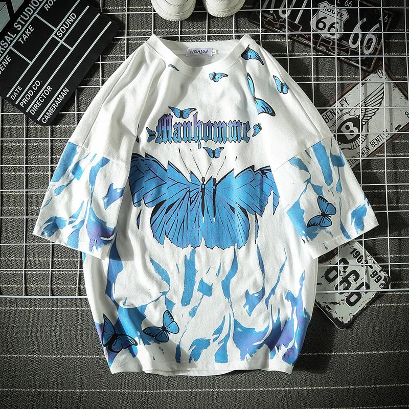 shop and buy Azure Flame Butterfly T-Shirt