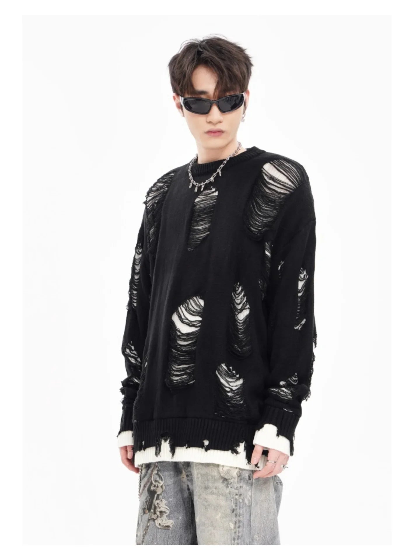 shop and buy Torn Realm Ripped Sweater 
