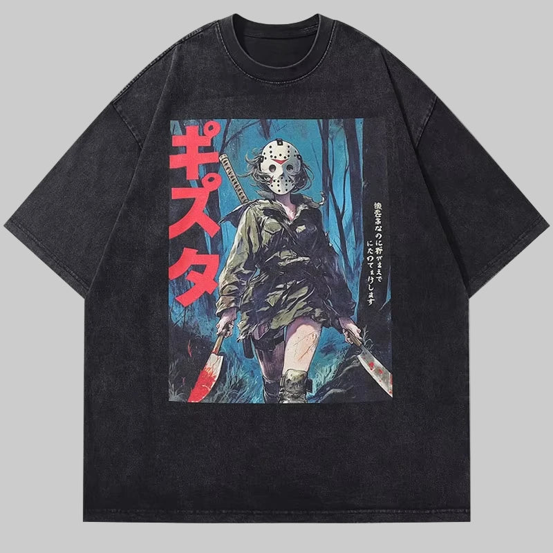 shop and buy Mask//404 Chainsaw Girl Japanese T-Shirt