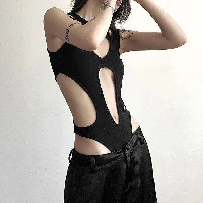 shop and buy Black Cut Out Bodysuit