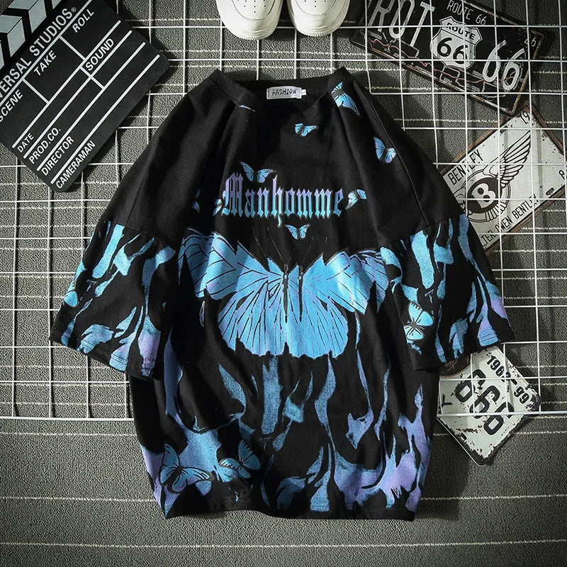 shop and buy Azure Flame Butterfly T-Shirt