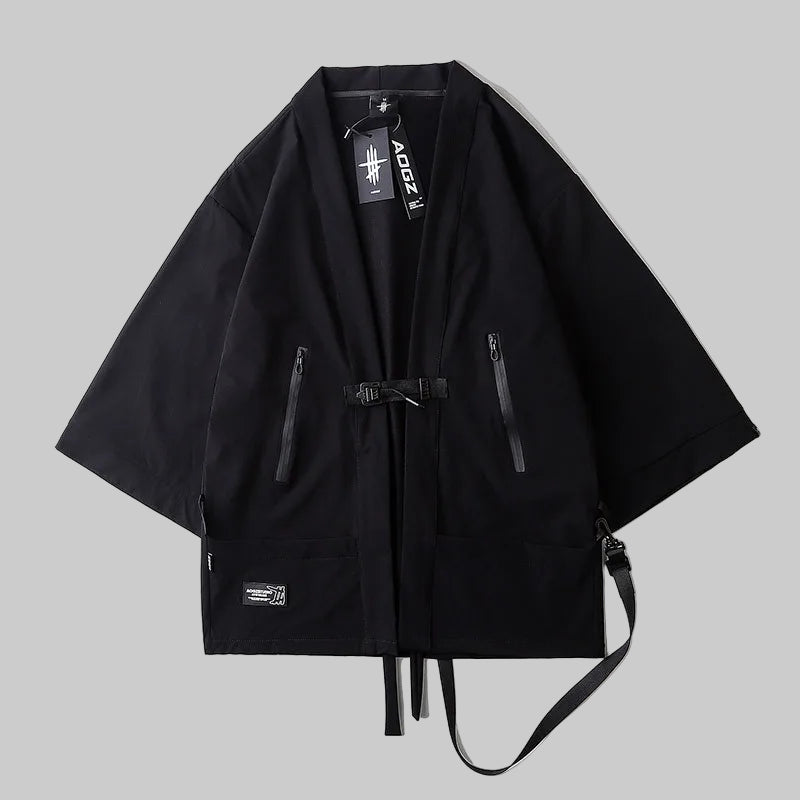 shop and buy Tactical Open Front Streetwear Cardigan with Straps