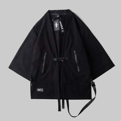 shop and buy Tactical Open Front Streetwear Cardigan with Straps