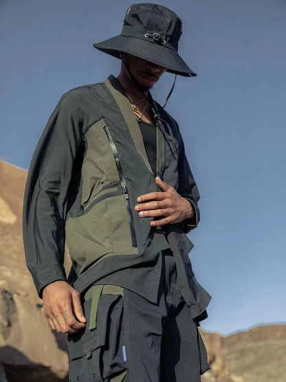 shop and buy Functional Techwear Kimono Jacket with Weather-Resistant Pockets