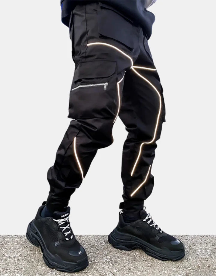shop and buy Men's Reflective Striped Cargo Joggers