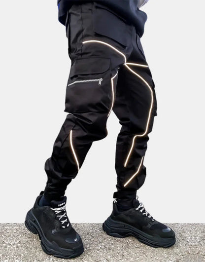 shop and buy Men's Reflective Striped Cargo Joggers