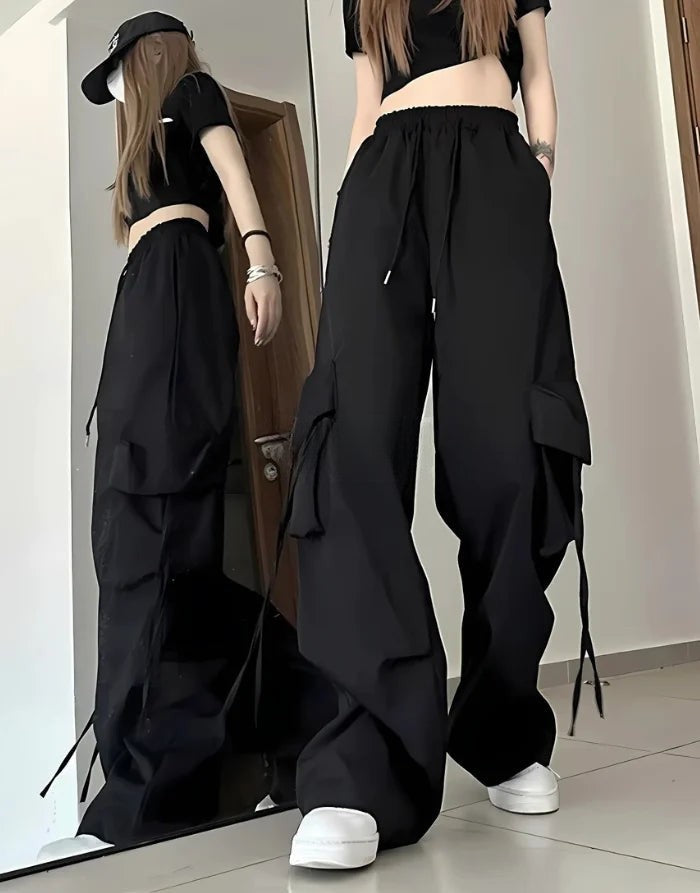 Loose Drawstring Cargo Bottoms